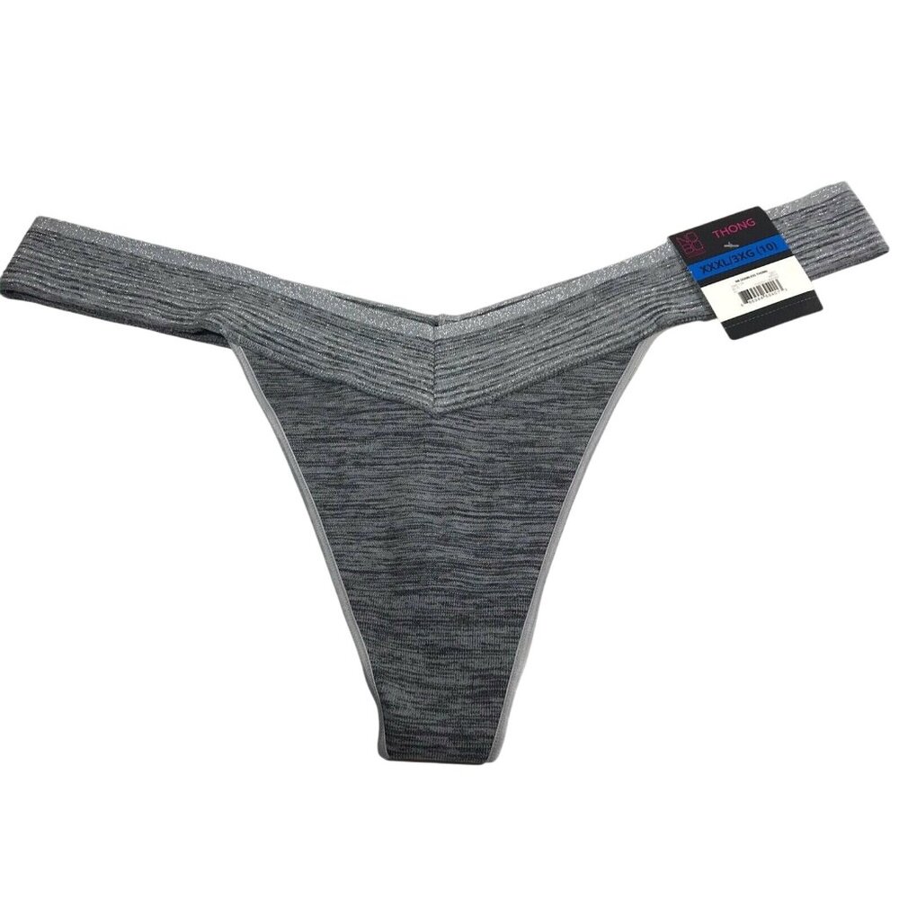 No Boundaries Womens Size XXXL 10 V-Thong Panty Seamless Gray New With Tags